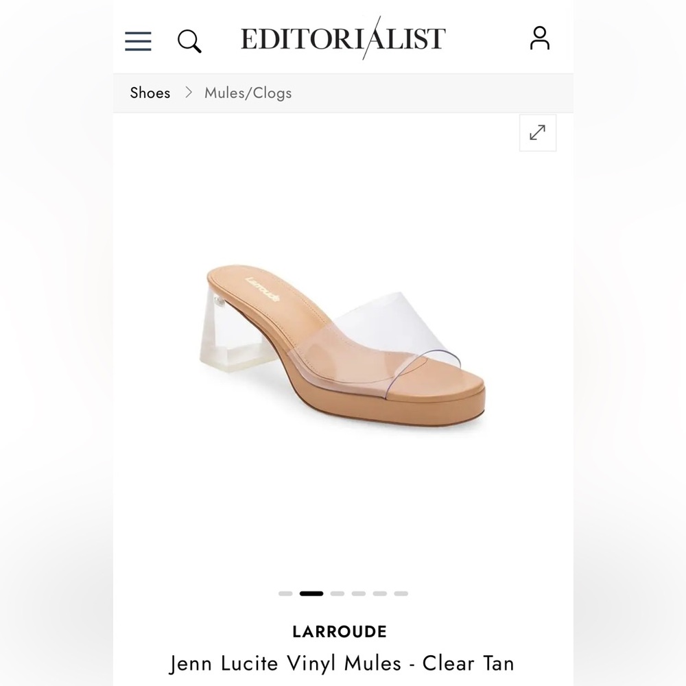 Larroude Clear Lucite Mule with Tan Footbed